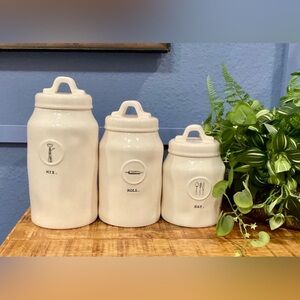 Rae Dunn MIX ROLL EAT Icon Canister SET/3 NWT